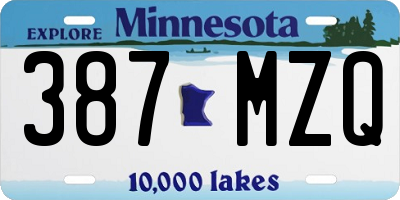 MN license plate 387MZQ