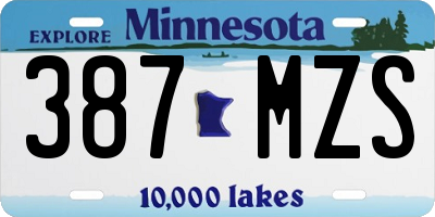 MN license plate 387MZS