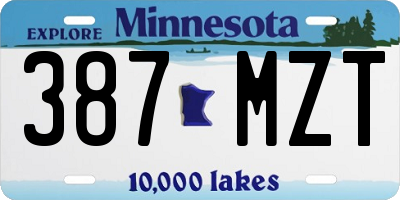 MN license plate 387MZT
