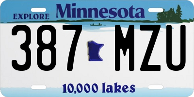 MN license plate 387MZU