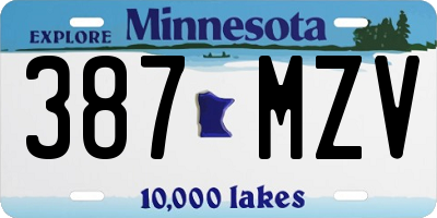 MN license plate 387MZV