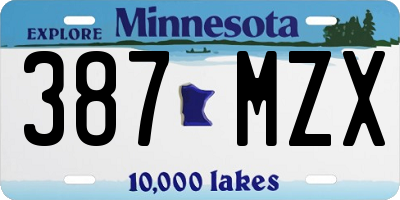 MN license plate 387MZX