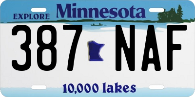 MN license plate 387NAF