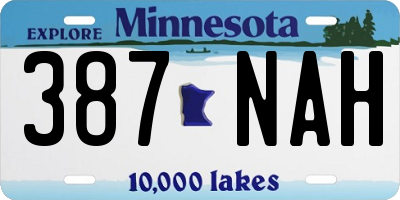MN license plate 387NAH