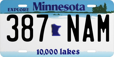 MN license plate 387NAM