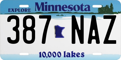 MN license plate 387NAZ