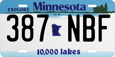 MN license plate 387NBF