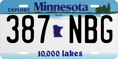 MN license plate 387NBG