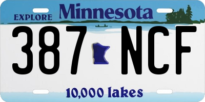 MN license plate 387NCF