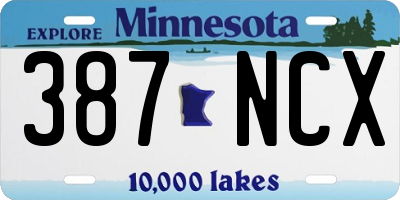 MN license plate 387NCX