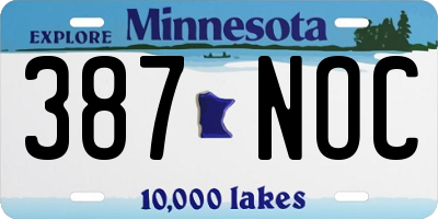 MN license plate 387NOC