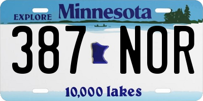 MN license plate 387NOR