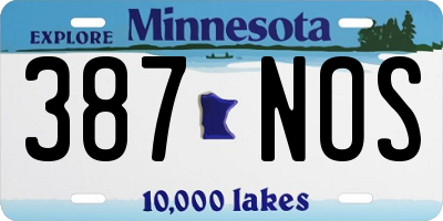 MN license plate 387NOS