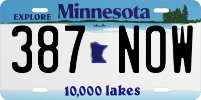 MN license plate 387NOW