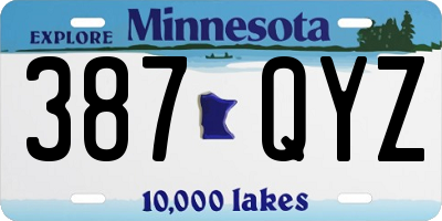 MN license plate 387QYZ