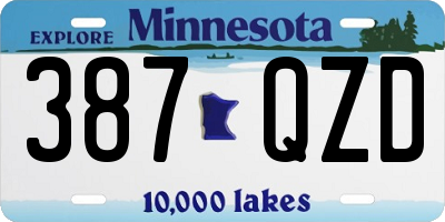 MN license plate 387QZD