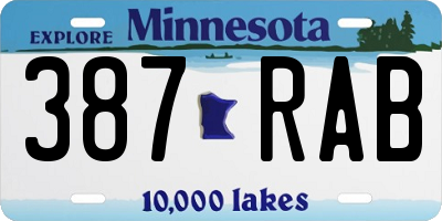 MN license plate 387RAB