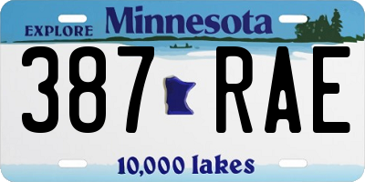 MN license plate 387RAE