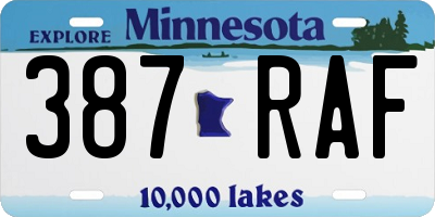 MN license plate 387RAF