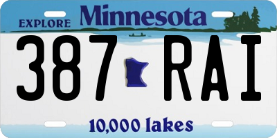 MN license plate 387RAI