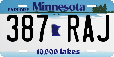 MN license plate 387RAJ