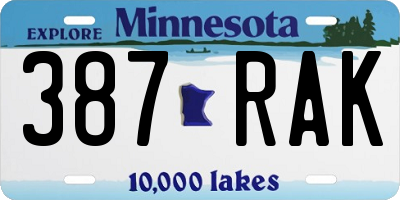 MN license plate 387RAK