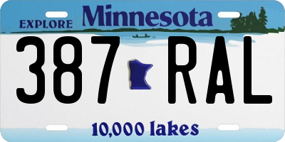 MN license plate 387RAL