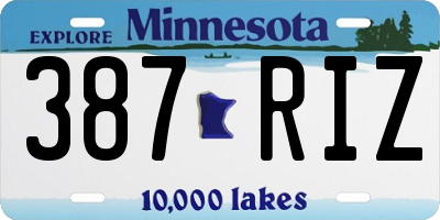 MN license plate 387RIZ