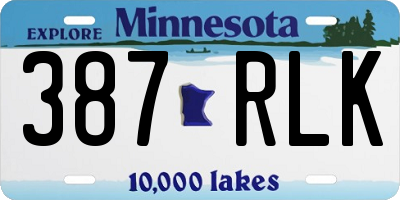 MN license plate 387RLK