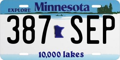 MN license plate 387SEP
