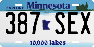 MN license plate 387SEX
