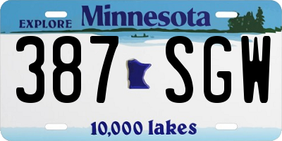 MN license plate 387SGW