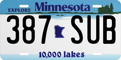 MN license plate 387SUB