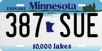 MN license plate 387SUE