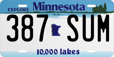 MN license plate 387SUM