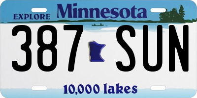 MN license plate 387SUN
