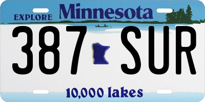 MN license plate 387SUR