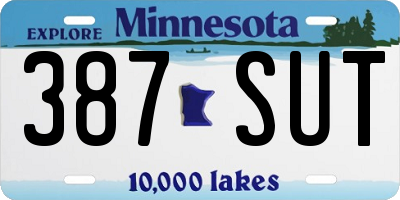 MN license plate 387SUT