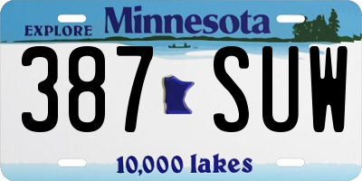 MN license plate 387SUW