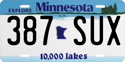 MN license plate 387SUX
