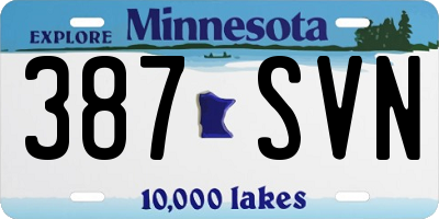 MN license plate 387SVN