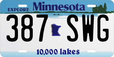 MN license plate 387SWG