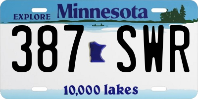 MN license plate 387SWR