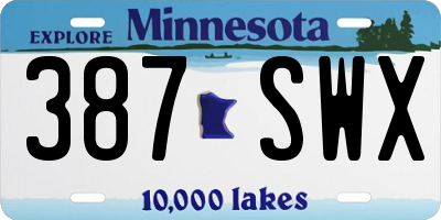 MN license plate 387SWX