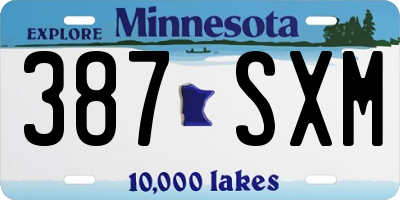 MN license plate 387SXM