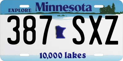 MN license plate 387SXZ