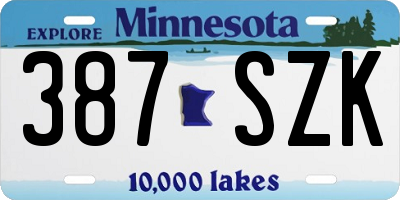 MN license plate 387SZK