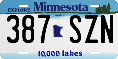 MN license plate 387SZN