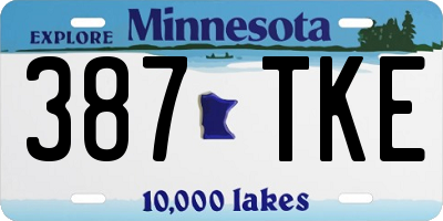 MN license plate 387TKE