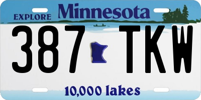 MN license plate 387TKW